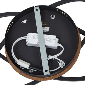Plafoniera nera con legno di noce con LED dimmerabile a 3 livelli 2-luci - Kane