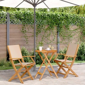 Set Da Bistrot 3pz Beige İn Tessuto E Legno Massello /