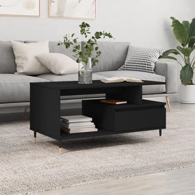 Tavolino Da Salotto Nero 90x49x45 Cm İn Legno Multistrato /