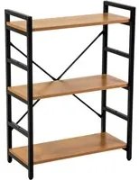 Libreria 3 ripiani 60x28xh83,5 cm in Metallo e Legno Achille Naturale