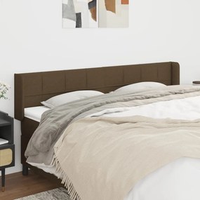 Testiera Ad Orecchio Marrone Scuro 163x16x78/88 Cm İn Tessuto /