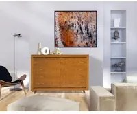 Credenza in frassino chiaro poro aperto semilucido 2 porte con con piede tornito l.128 p.45 h.87,5