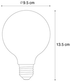 Set di 5 Lampadina LED dimmerabile E27 vetro opalino G95 5W 450lm 2700K