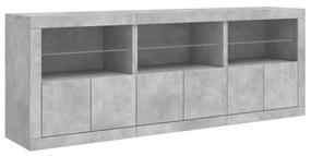 Credenza con luci led grigio cemento 181,5x37x67 cm