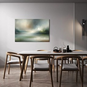 Quadro su tela – Panorama nebbioso con superficie d’acqua