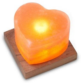 Lampada di Sale Himalayano USB Rosa naturale a forma di Cuore su base Quadrata 600gr