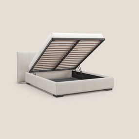 Omero letto imbottito contenitore sfoderabile in tessuto fiammato impermeabile T14 panna