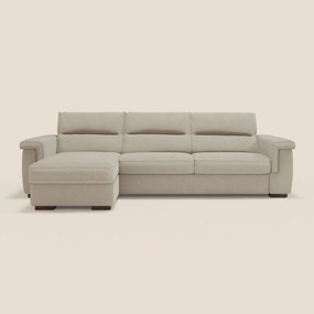 Magnolia divano letto angolare con Penisola Contenitore - Materasso H18 cm in tessuto smacchiabile T05 panna
