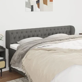 Testiera Ad Orecchio Grigio Scuro 203x23x78/88 Cm İn Tessuto /