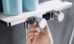 Sistema doccia ELITE EDITION BBT2053 termostatico con LED e getti multipli, in più finiture tra cui nero opaco e grigio grafite — Cromo pietra