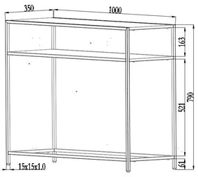 Tavolo consolle nero 100x35 cm Newcastle - Actona