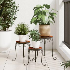Supporti Per Piante 3 Pz Terracotta E Bianco İn Ceramica /