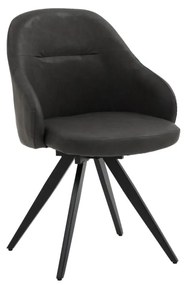 Set di sedie girevoli COVENT in similpelle antracite e gambe in metallo nero, con braccioli