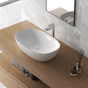 Lavabo D'Appoggio 60x38 Cm "Shelf" Bianco Lucido