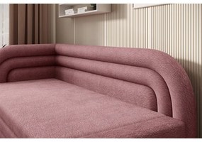 Divano rosa allungabile/con contenitore con penisola a sinistra e rivestimento in ciniglia 223 cm Fabillo – ELTAP