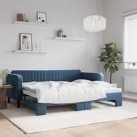 Divano Letto con Letto Estraibile Blu 90x200 cm in Velluto 3197062