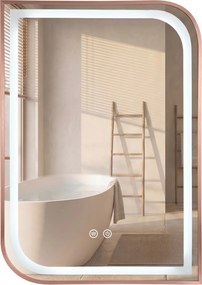 Specchio LED ZONE con cornice Rose Gold spazzolata – 70x50 cm