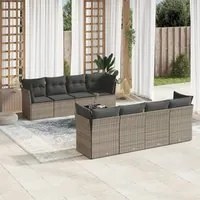 Set Divano da Giardino 9 pz con Cuscini Grigio in Polyrattancod mxl 113993