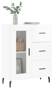 Credenza 69,5x34x90 cm in legno multistrato bianco lucido