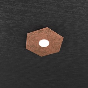 Plafoniera Industrial-Minimal Hexagon Metallo Foglia Rame 1 Luce Led 12W