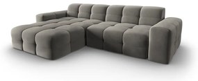 Divano angolare in velluto grigio (angolo sinistro) Kendal - Micadoni Home