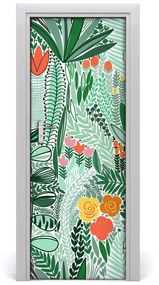Adesivo per porta Fiori tropicali 75x205 cm
