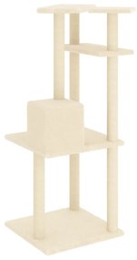 Albero per gatti con tiragraffi in sisal crema 123 cm