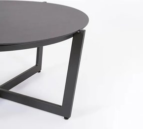 Salotto Da Esterno In Alluminio Con Divano 2 Poltrone E Tavolino Tondo Sirenus Antracite Bizzotto