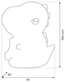 Lampada da notte ricaricabile per bambini DINO LED RGBW dimmerabile, 1W/5V, 1200 mAh