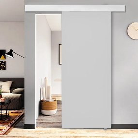 Porta scorrevole Smoke in legno grigio, L 92.5 x H 211.5 cm, con binario Atelier bianco Sinistra