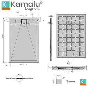 Kamalu - piatto doccia in resina 80x120 effetto pietra | kr1000