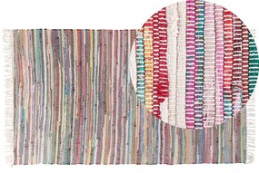 Tappeto multicolore chiaro in cotone con fronde 80 x 150 cm DANCA Beliani
