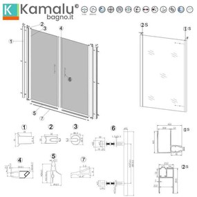 Kamalu - box doccia 70x100 nero apertura saloon altezza 200h | ks2800as