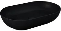 Lavabo da appoggio ovale bordi sottili Sensation in ceramica 55x35 cm- Nero Opaco