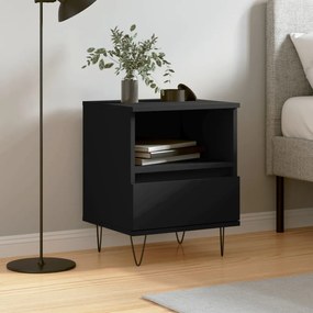 Comodino Nero 40x35x50 Cm İn Legno Multistrato /