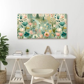 Quadro su tela – Fiori primaverili sul sentiero del bosco