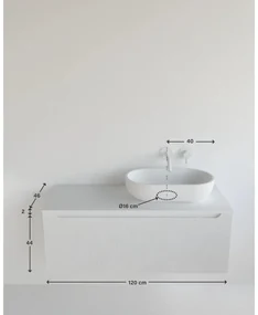 Mobile da bagno sotto lavabo MADERO Kimono bianco laccato opaco L 120.5 x H 46 x P 46 cm 1 cassetto, lavabo non incluso