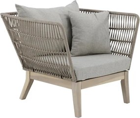 Poltrona da giardino con cuscino grigio e braccioli Soho Heritage da 2 posti, struttura in acacia seduta in poliestere marrone, L 80.5 x H 71.5 x P 86 cm, set da 2 pezzi