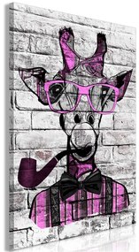 Quadro Giraffe with Pipe (1 Part) Vertical Pink