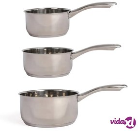 Livoo Set di Casseruole da 3 pz in Acciaio Inox Argento