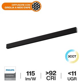 Plafoniera Lineare LED 40W 120cm, UGR11 PHILIPS Certadrive - Bianca o nera Colore Bianco Variabile CCT, Colore del corpo Nero