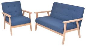 Set Di Divani 2 Pz İn Tessuto Blu /
