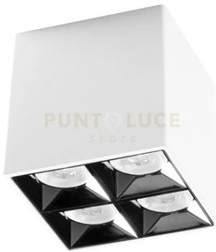 Gfa1140c- faretto bianco 4 luci led 3000k 1200lm 15w 8x8,2cm