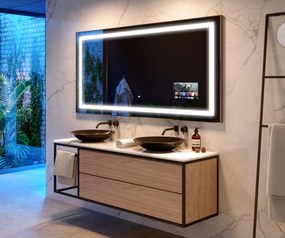 Specchio bagno retroilluminato LED L15 smart specchio per bagno con Stazione meteo Wi-Fi sinistra, Altoparlante Bluetooth