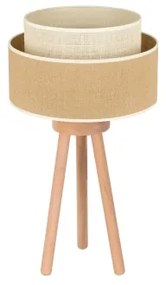 Duolla - Lampada da tavolo YUTE BOHO 1xE27/15W/230V diametro 25 cm marrone/color crema