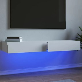 Mobili porta tv con luci led 2pz bianchi 60x35x15,5 cm
