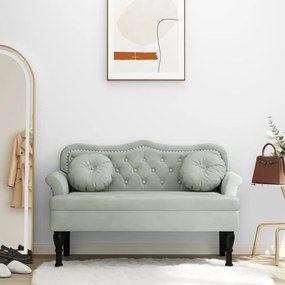 Panca Con Cuscini Grigio Chiaro 120,5x65x75 Cm İn Velluto /