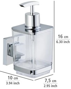 WENKO 22683100-Dispenser di sapone VACUUM-LOC QUADRO ED 7,5x16 cm argento/cromo lucido