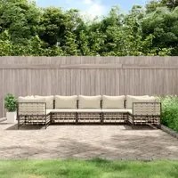 Set Divani da Giardino 7 pz con Cuscini Antracite in Polyrattan 3186800