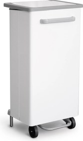 Pattumiera Per Raccolta Differenziata 47x37xh96 cm In Acciaio Verniciato a Pedale Bianco...
